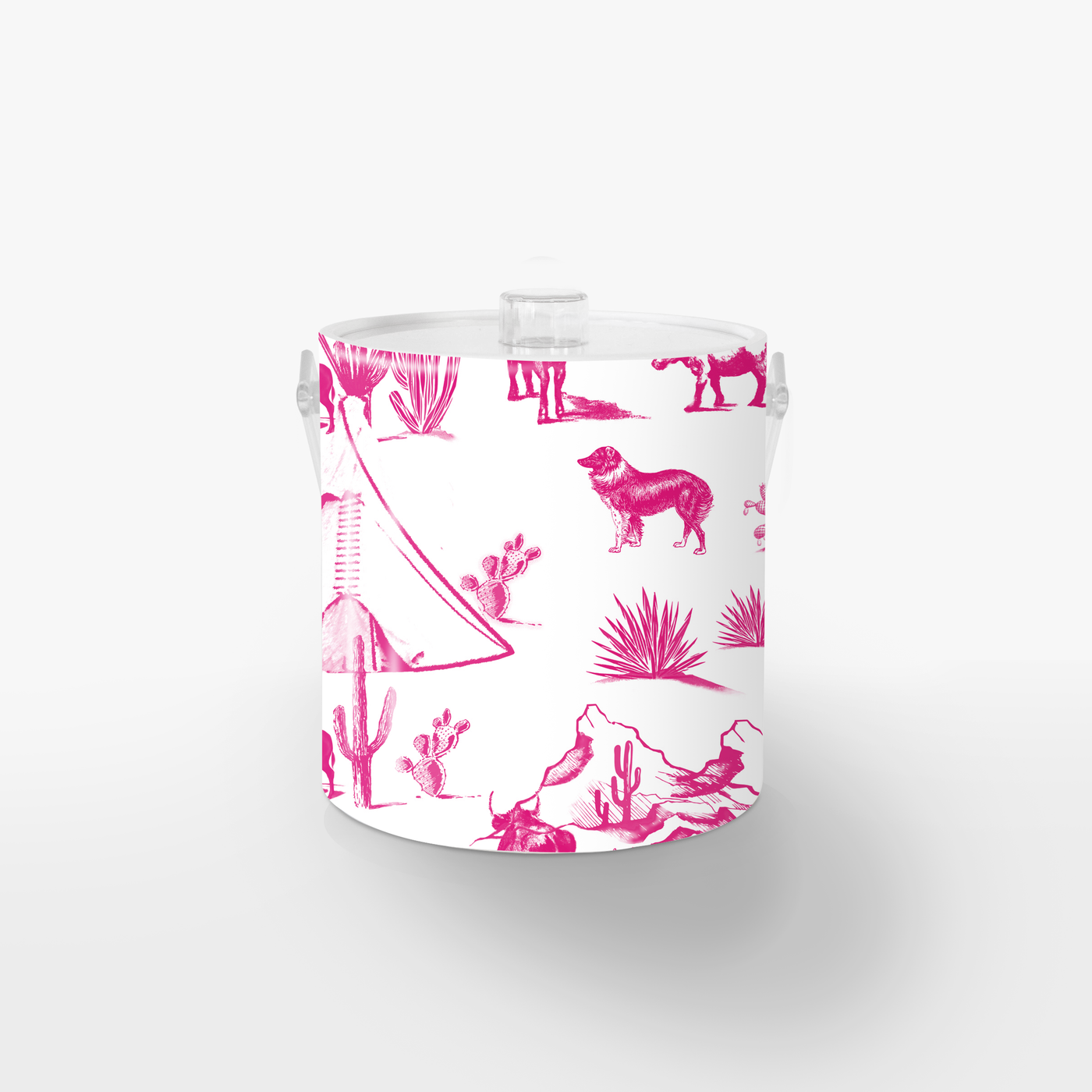 Ice Bucket Pink / Lucite Marfa Toile Ice Bucket dombezalergii