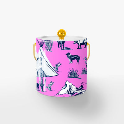 Ice Bucket Pink Navy / Gold Marfa Toile Ice Bucket dombezalergii