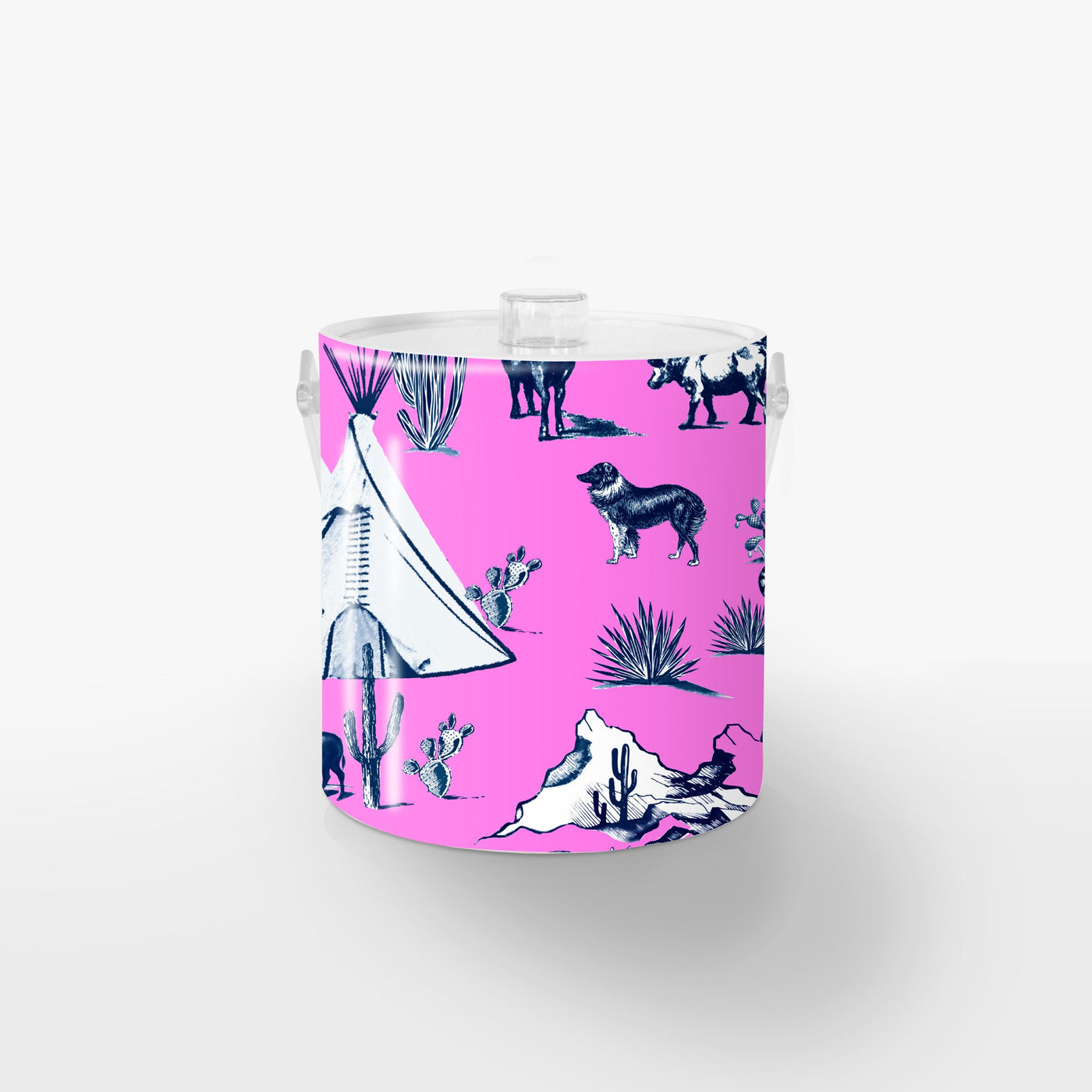 Ice Bucket Pink Navy / Lucite Marfa Toile Ice Bucket dombezalergii