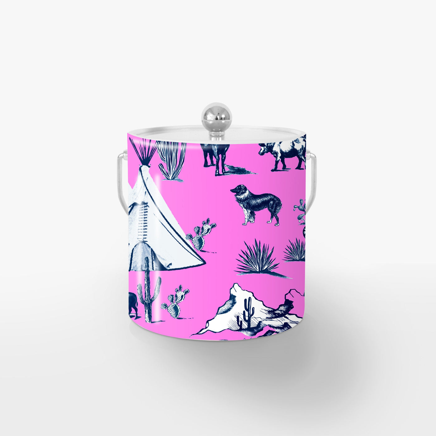 Ice Bucket Pink Navy / Silver Marfa Toile Ice Bucket dombezalergii