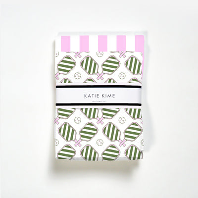 Tea Towel Green Pink Pickleball Tea Towel Set dombezalergii