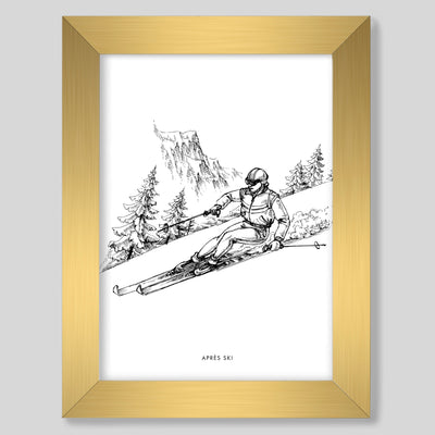 Gallery Print Black Print / 11x14 / Gold Frame Après Ski Skier Print dombezalergii