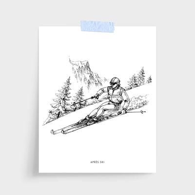 Gallery Print Black Print / 5x7 / Unframed Après Ski Skier Print dombezalergii