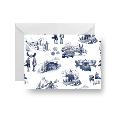 Folded Notecard Navy Après Ski Toile Folded Notecard Set dombezalergii