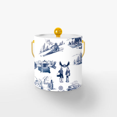 Ice Bucket Navy / Gold Après Ski Toile Ice Bucket dombezalergii