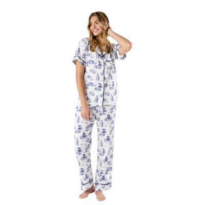 Pajama Set Navy / XS 10152 Torino Toile Pajama Pants Set dombezalergii