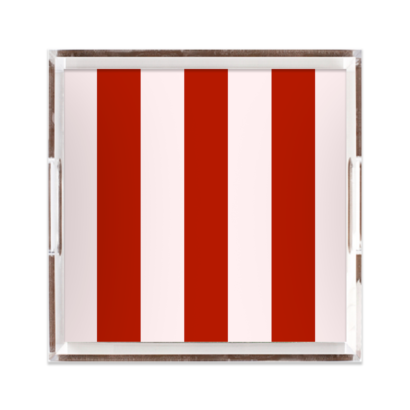 Lucite Trays 12x12 / Pink Red Bold Stripe Lucite Tray dombezalergii
