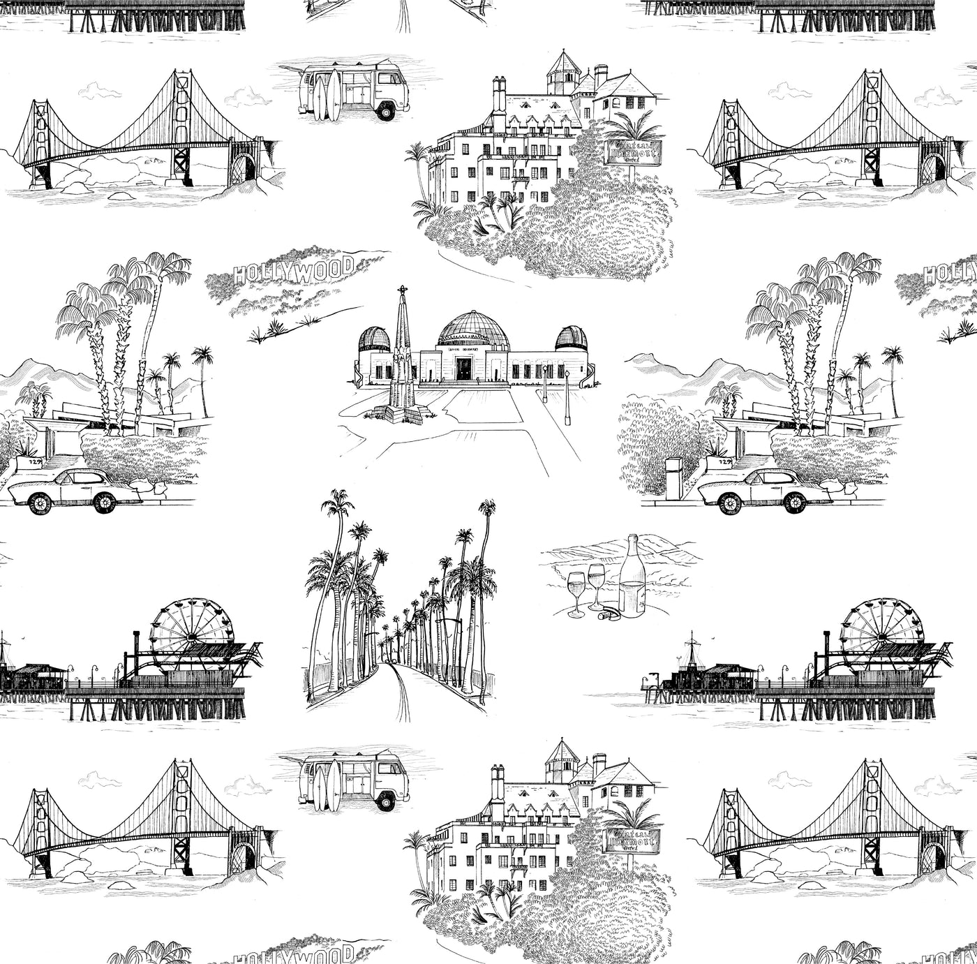 Wallpaper Double Roll / Black California Toile Wallpaper dombezalergii