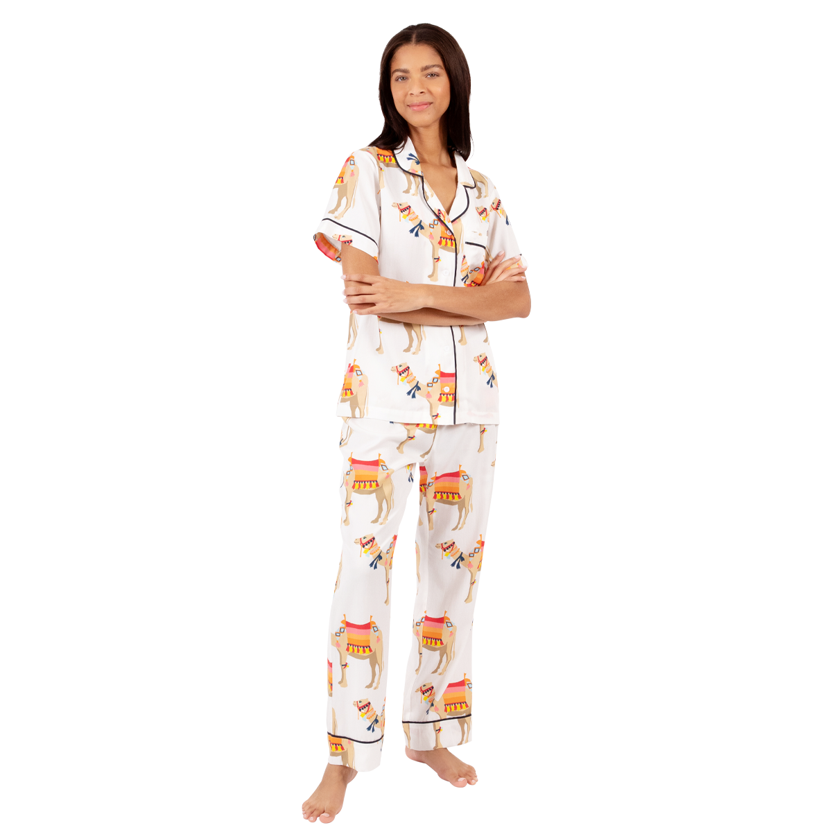 Pajama Set XS / Multi Camel Pajama Pants Set dombezalergii