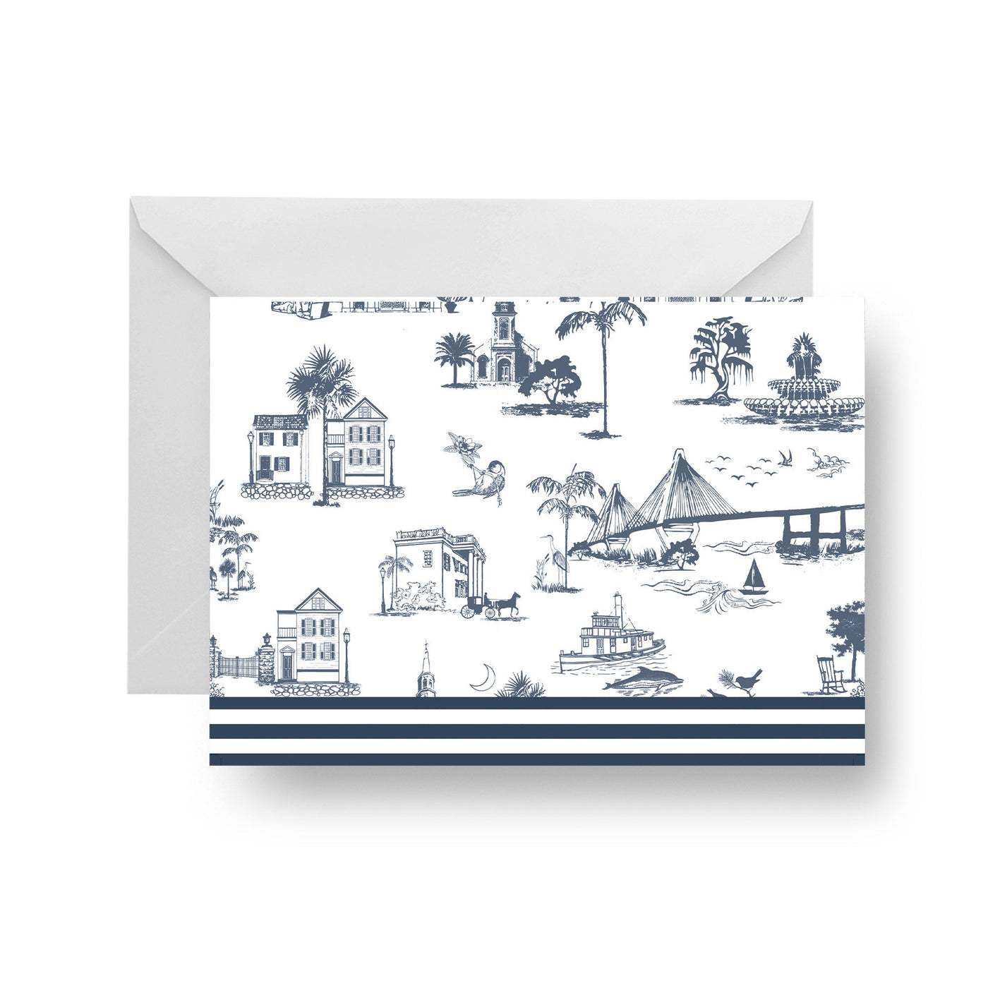 Folded Notecard Navy Charleston Toile Folded Notecard dombezalergii