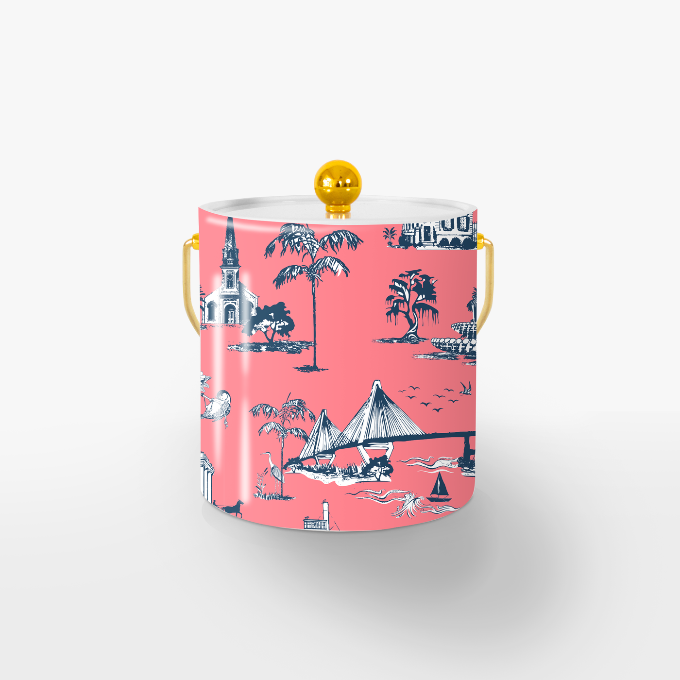 Ice Bucket Gold / Coral Charleston Toile Ice Bucket dombezalergii