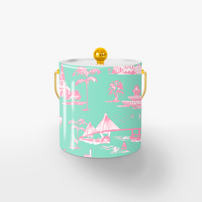 Ice Bucket Gold / Mint Charleston Toile Ice Bucket dombezalergii