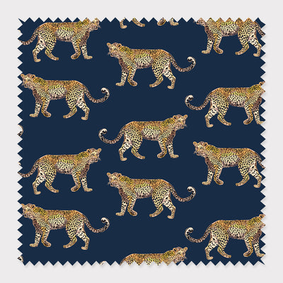 Fabric Linen Canvas / Navy / By The Yard Cheetahs Fabric dombezalergii