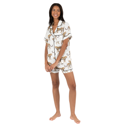 Pajama Set XS / White Cheetahs Pajama Shorts Set dombezalergii