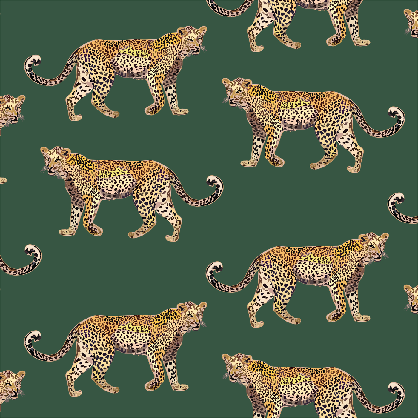 Peel & Stick Wallpaper Hunter Green / 24"x 48" Cheetahs Peel & Stick Wallpaper dombezalergii