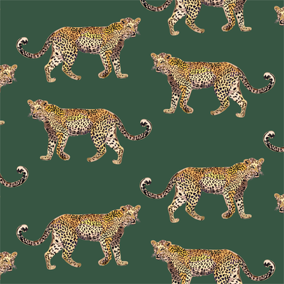 Peel & Stick Wallpaper Hunter Green / 24"x 48" Cheetahs Peel & Stick Wallpaper dombezalergii