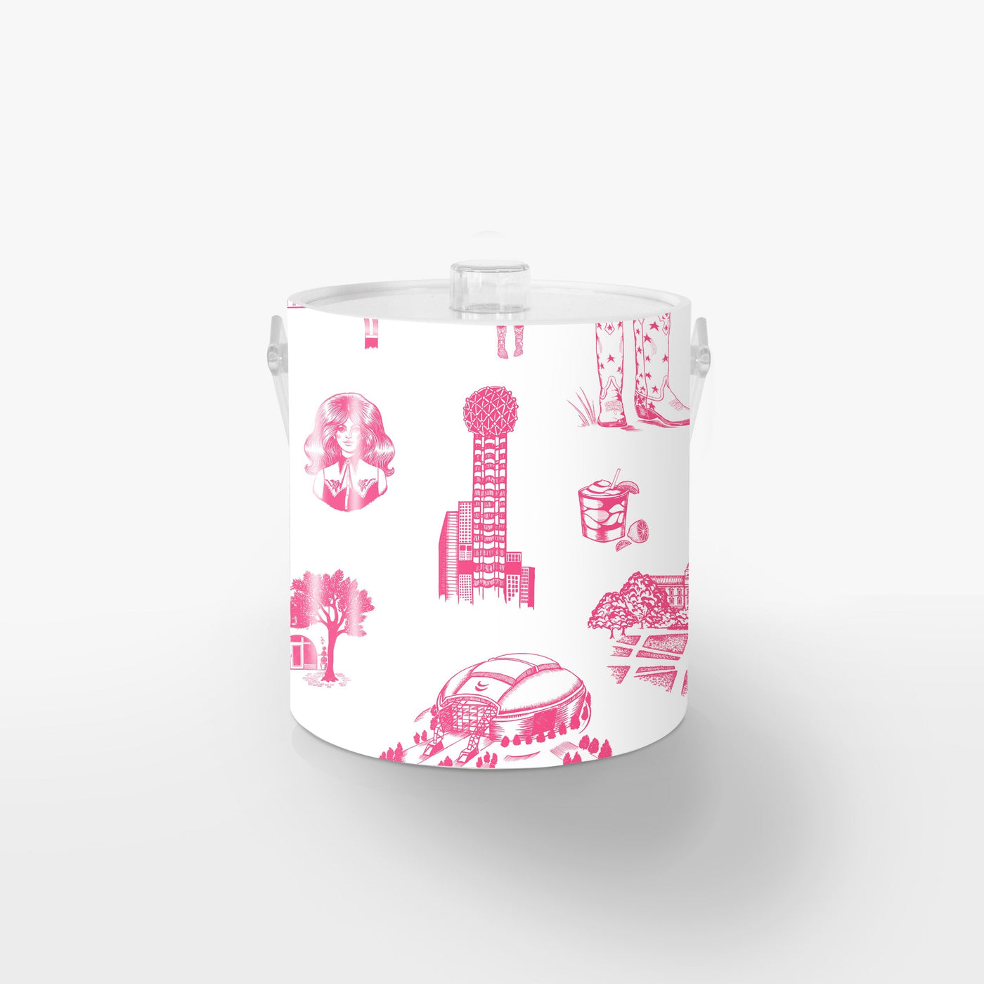 Ice Bucket Pink / Lucite Dallas Toile Ice Bucket dombezalergii