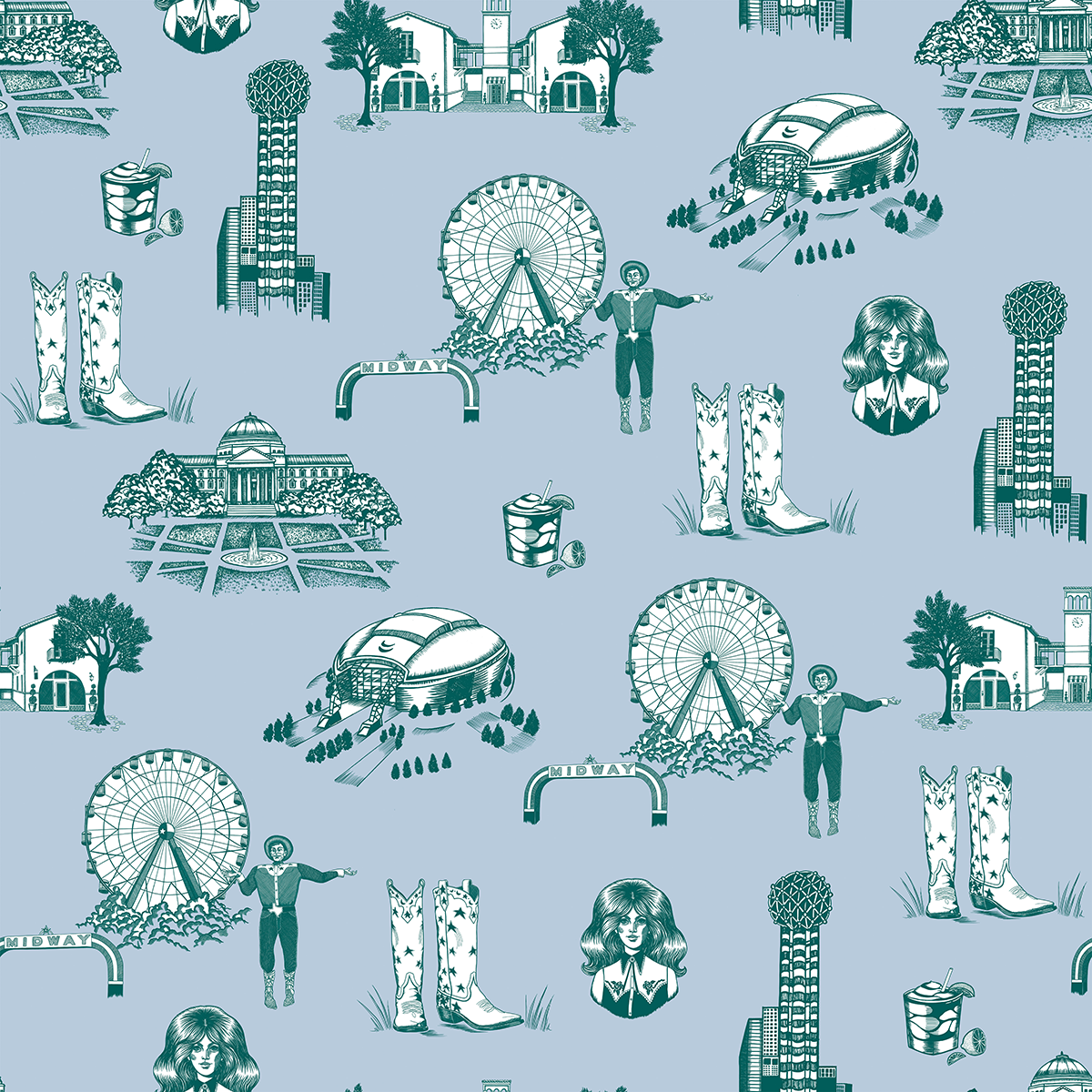 Wallpaper Blue Pine / Double Roll Dallas Toile Wallpaper dombezalergii