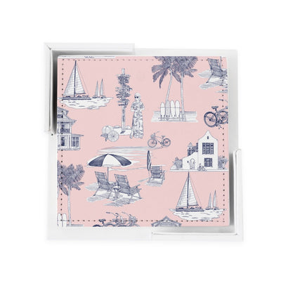 Coaster Set Pink Navy Florida Toile Coaster Set dombezalergii