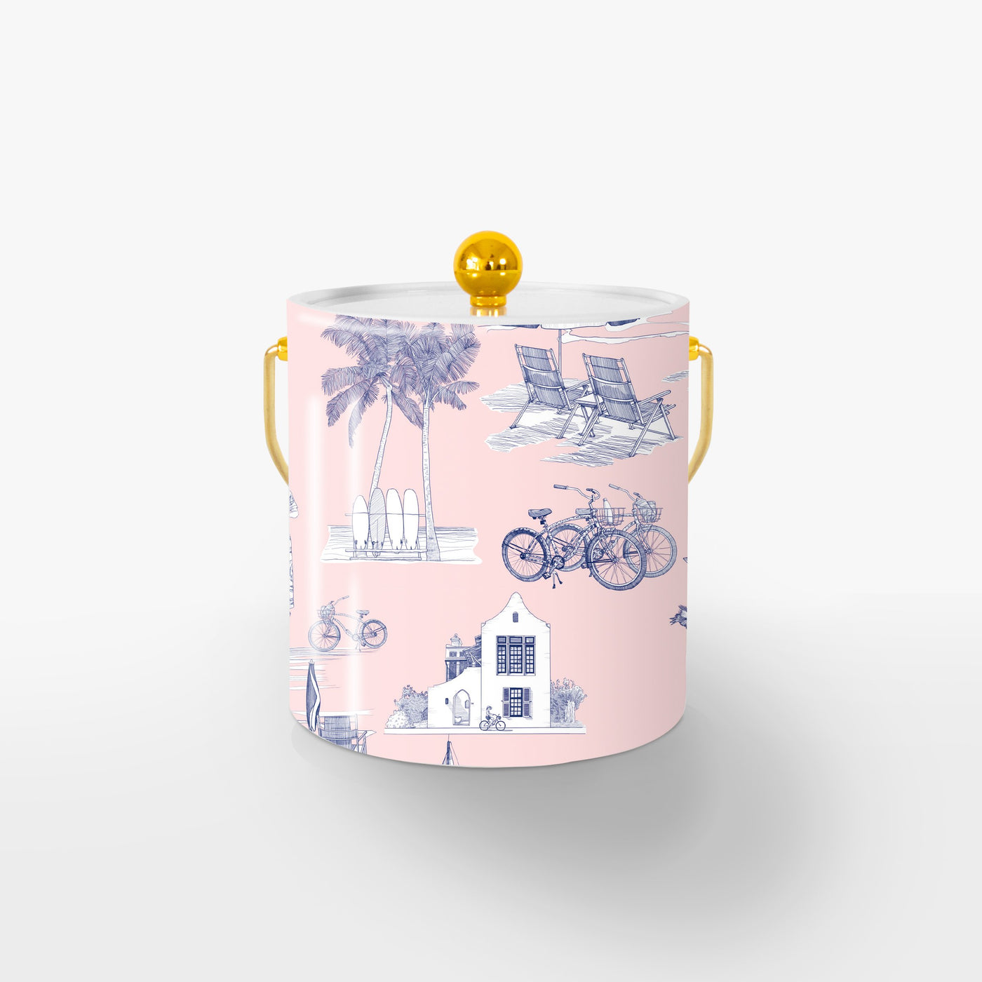 Ice Bucket Gold / Pink Navy Florida Toile Ice Bucket dombezalergii