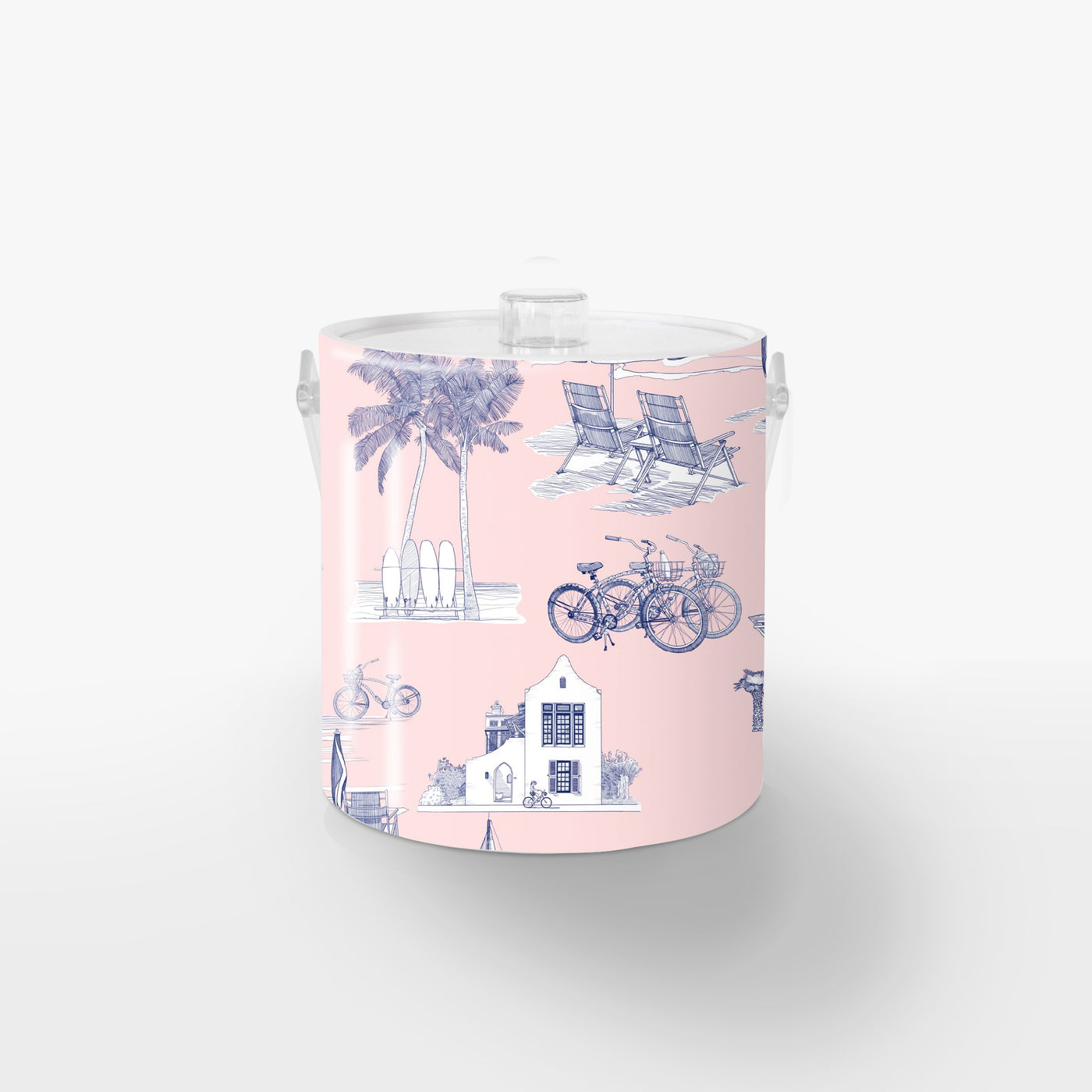 Ice Bucket Lucite / Pink Navy Florida Toile Ice Bucket dombezalergii