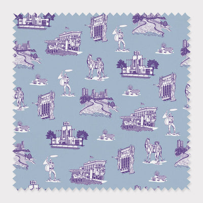 Fabric Cotton / By The Yard / Blue Purple Fort Worth Toile Fabric dombezalergii