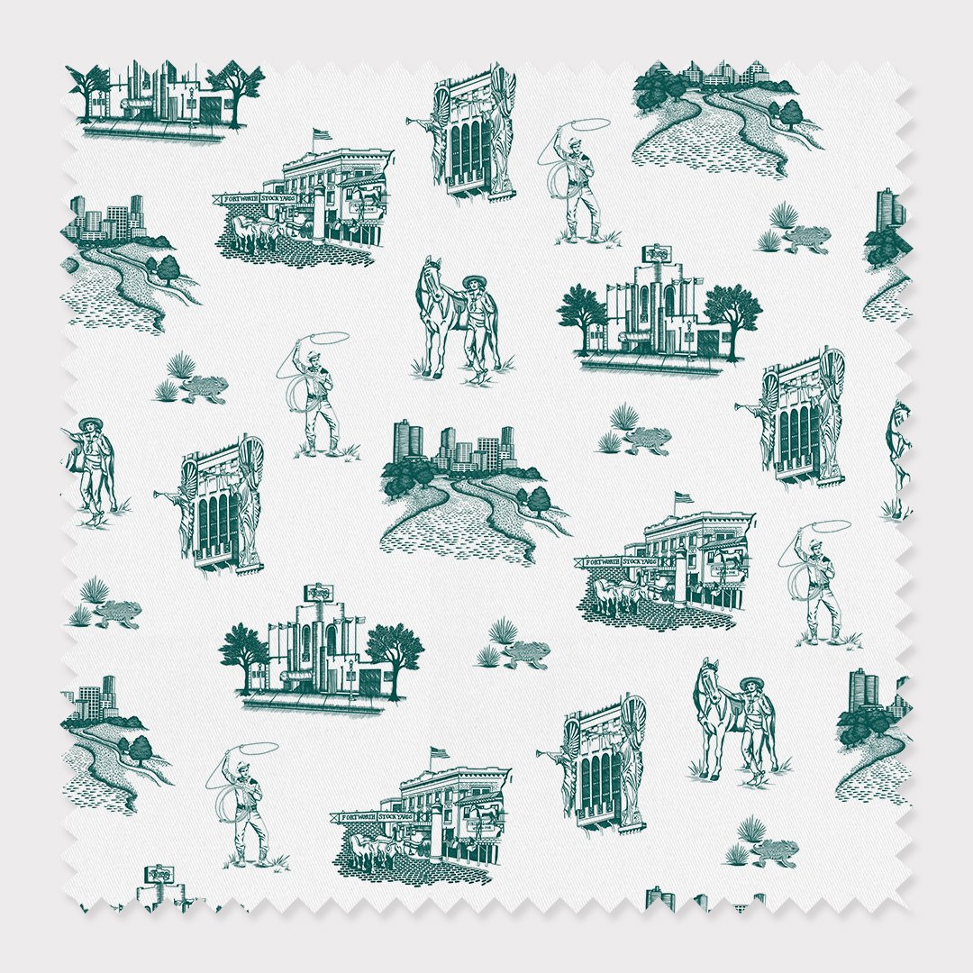 Fabric Cotton / By The Yard / Pine Fort Worth Toile Fabric dombezalergii