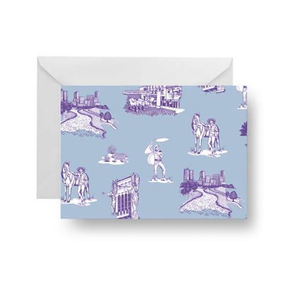 Folded Notecard Blue Purple Fort Worth Toile Folded Notecard Set dombezalergii