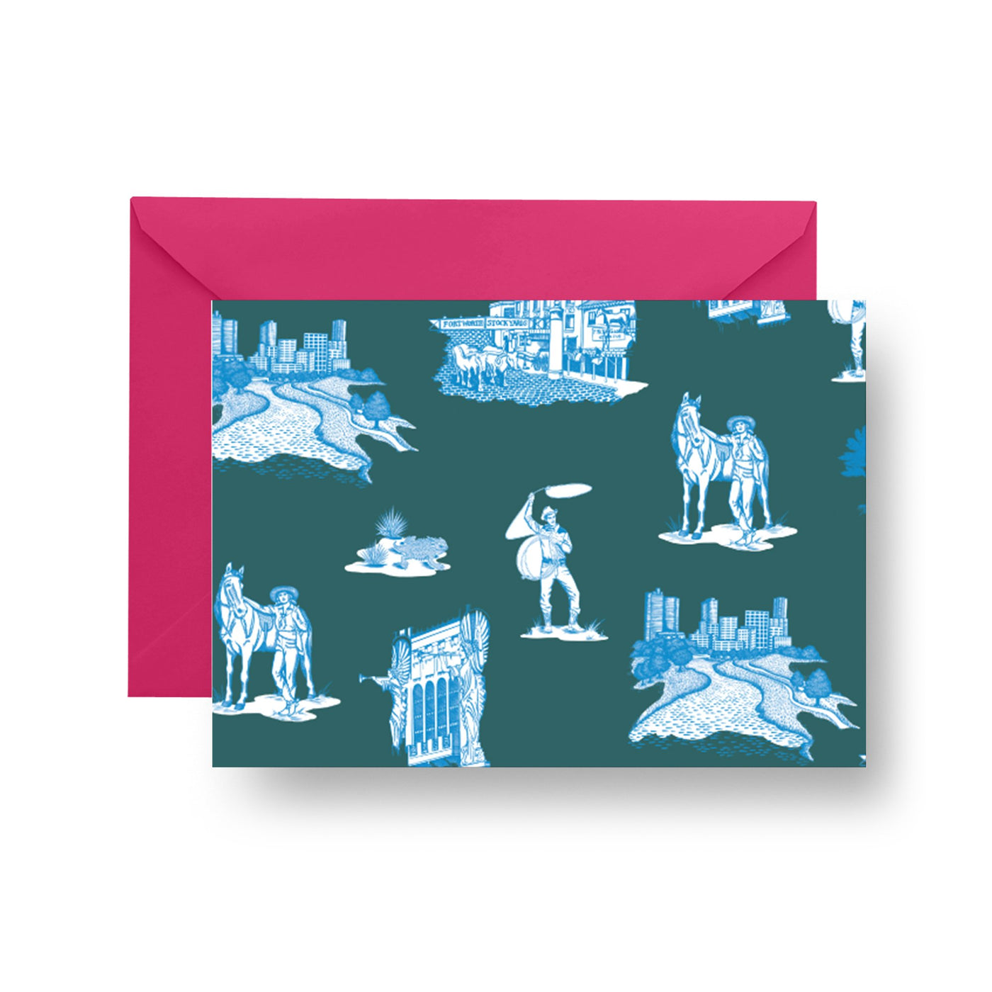 Folded Notecard Pine Blue Fort Worth Toile Folded Notecard Set dombezalergii