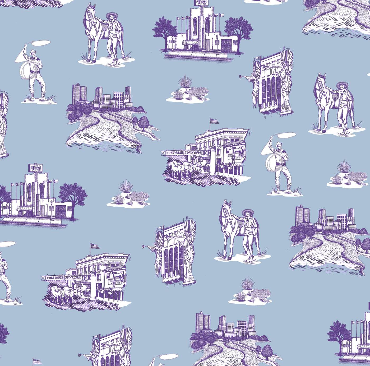 Wallpaper Blue Purple / Double Roll Fort Worth Toile Wallpaper dombezalergii