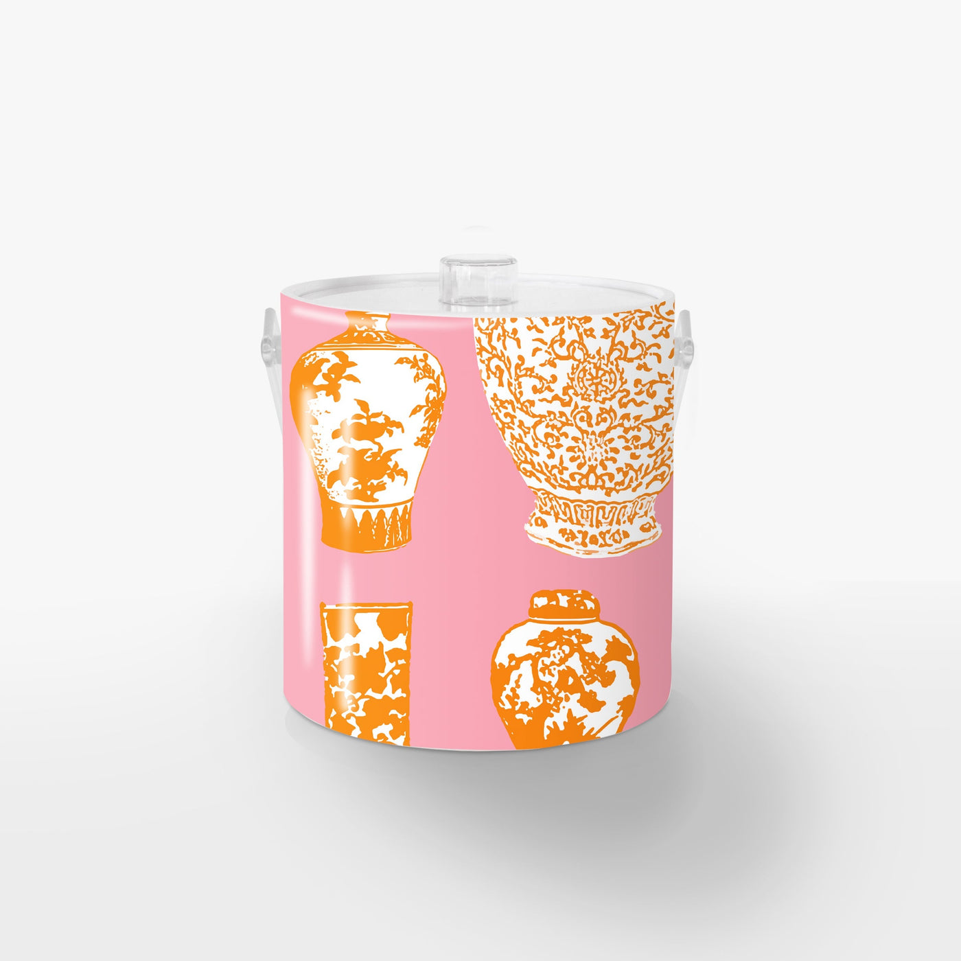 Ice Bucket Pink Orange / Lucite Ginger Jars Ice Bucket dombezalergii