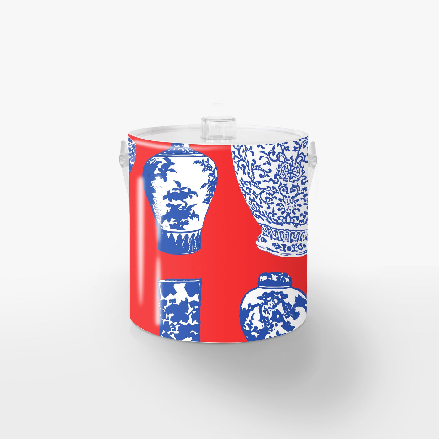 Ice Bucket Red Blue / Lucite Ginger Jars Ice Bucket dombezalergii