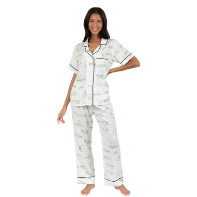 Pajama Set XS / Sage Hamptons Toile Pajama Pants Set dombezalergii