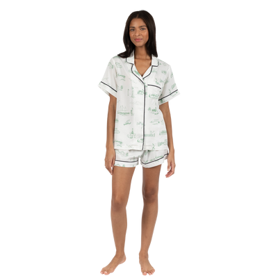 Pajama Set XS / Sage Hamptons Toile Pajama Shorts Set dombezalergii
