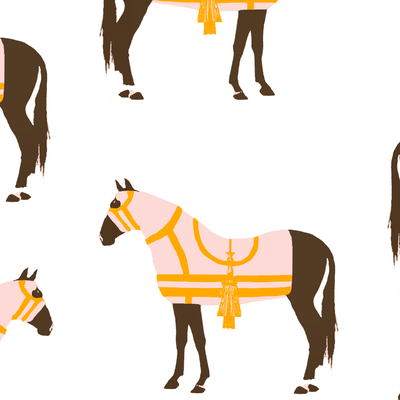 Peel & Stick Wallpaper Pink / 24"x 48" Horse & Tassel Peel & Stick Wallpaper dombezalergii