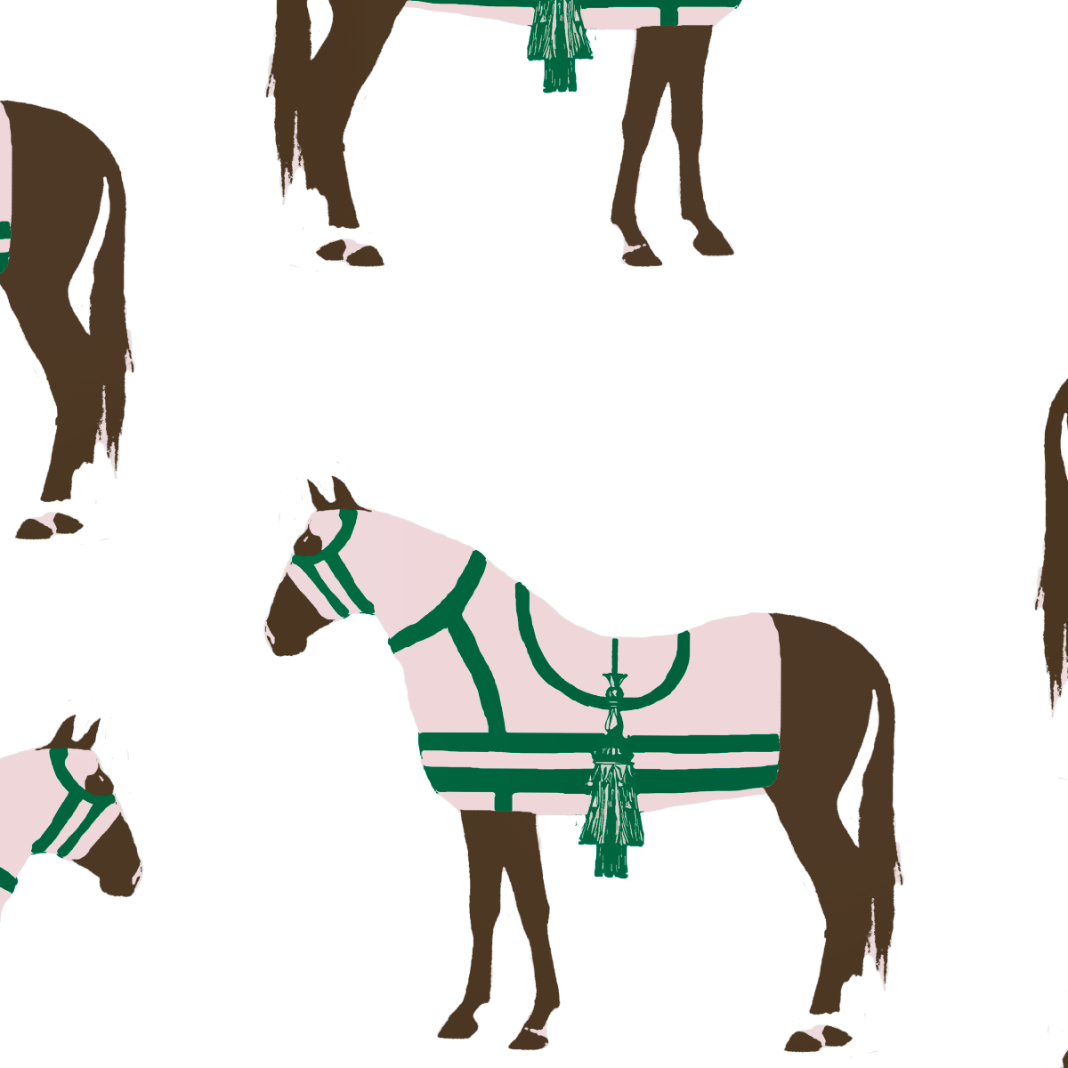 Wallpaper Double Roll / Green Horse & Tassel Wallpaper dombezalergii