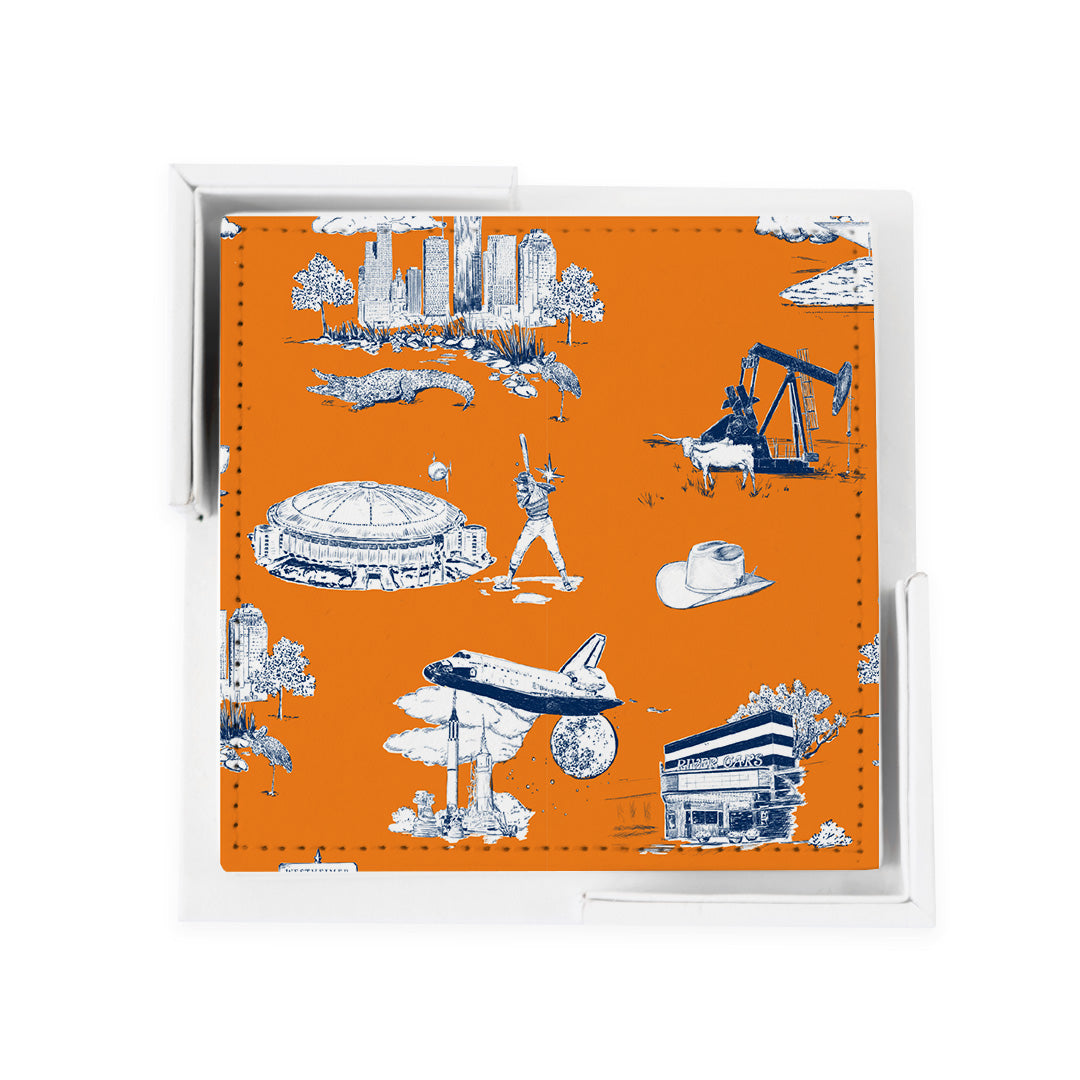 Coaster Set Orange Navy Houston Toile Coaster Set dombezalergii