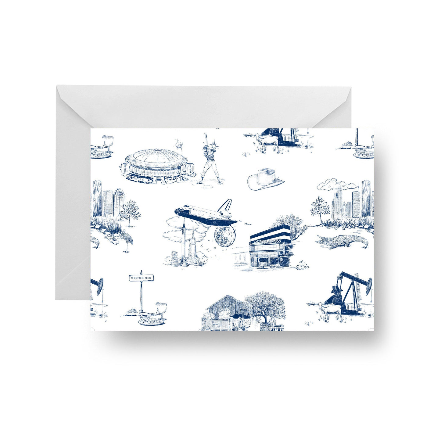 Folded Notecard Navy Houston Toile Folded Notecard dombezalergii