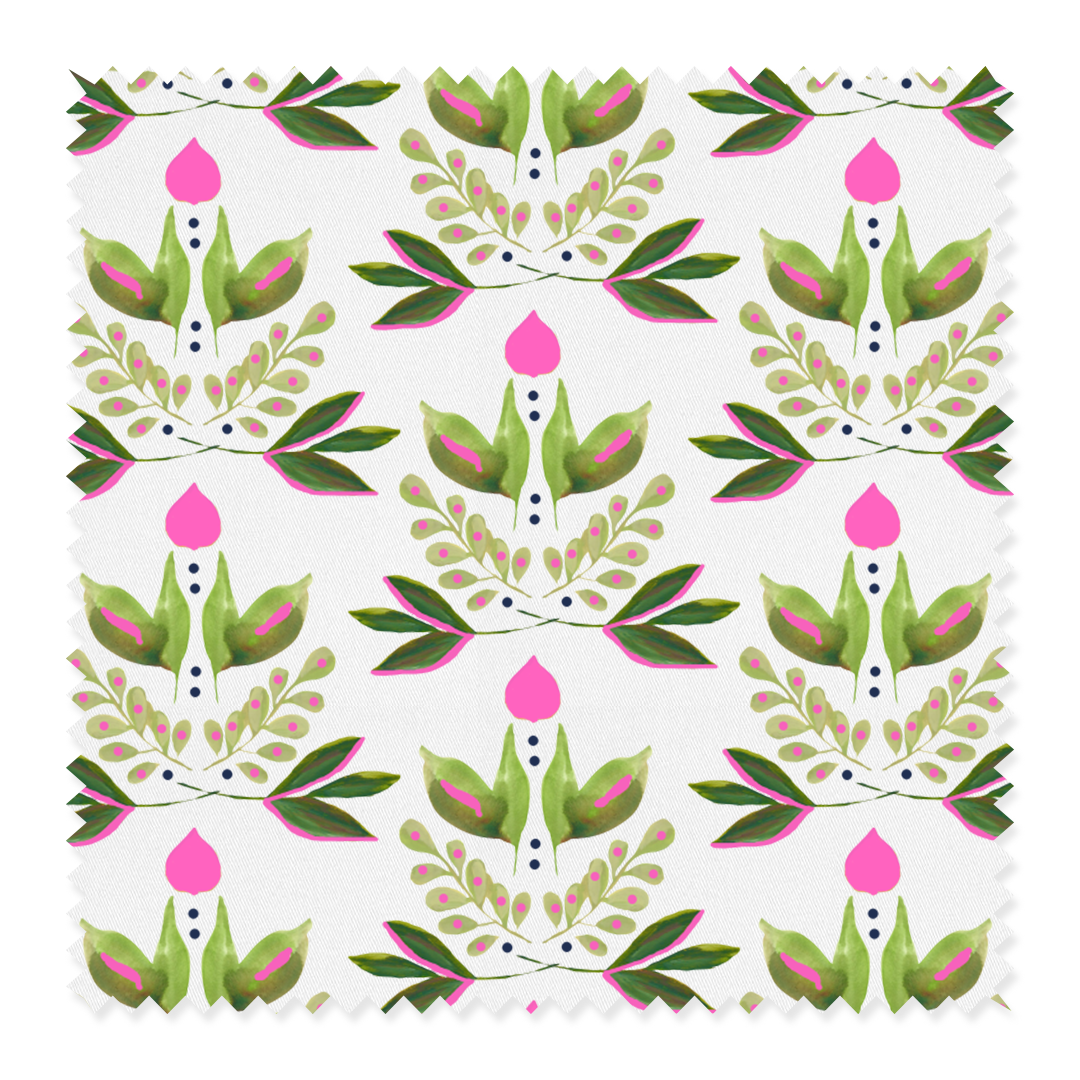 Fabric Cotton Twill / By The Yard / Green Lotus Fabric dombezalergii