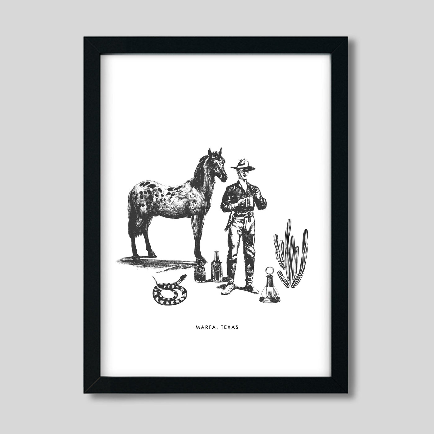 Gallery Prints Black / 8x10 / Black Frame Marfa Cowboy Print dombezalergii