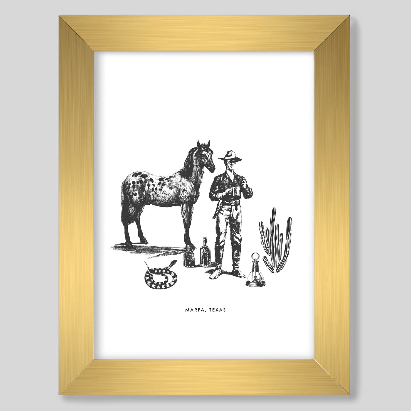 Gallery Prints Black / 8x10 / Gold Frame Marfa Cowboy Print dombezalergii
