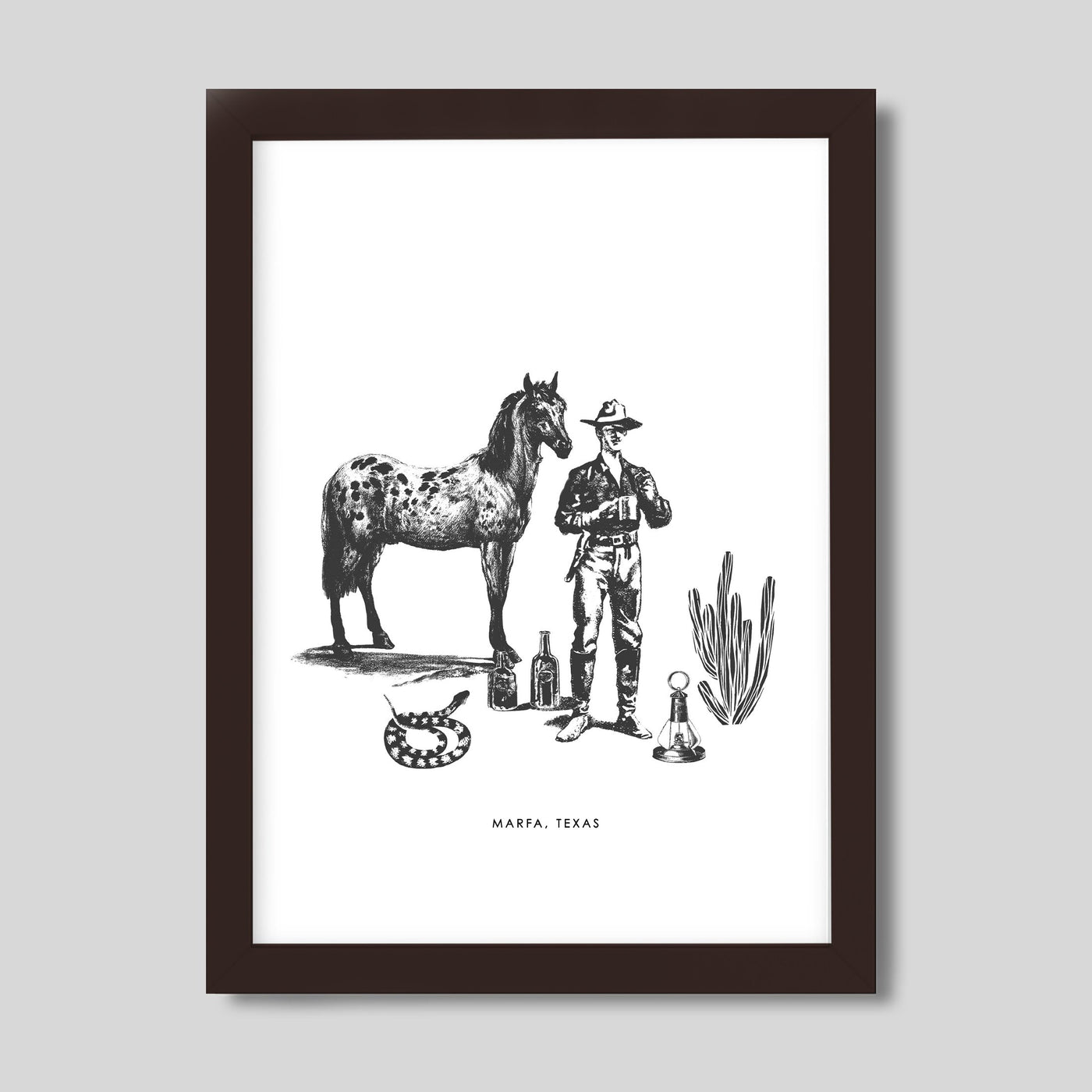 Gallery Prints Black / 8x10 / Walnut Frame Marfa Cowboy Print dombezalergii