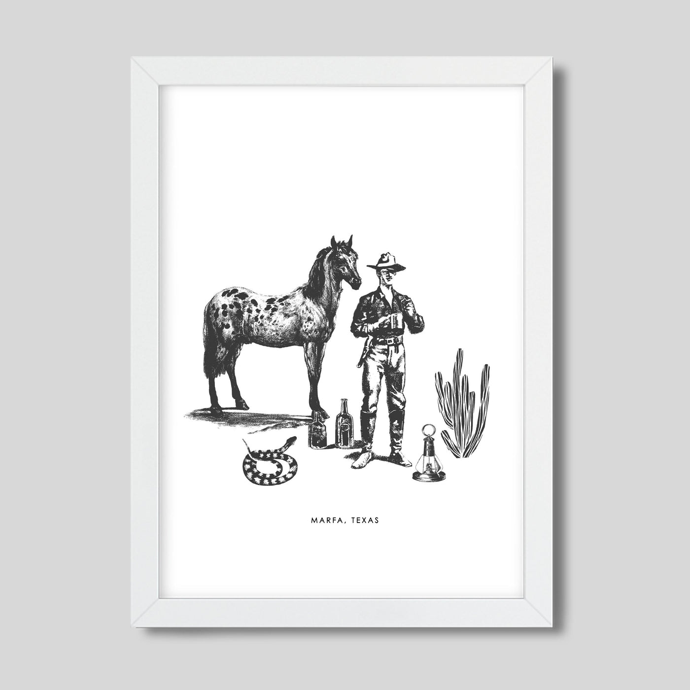 Gallery Prints Black / 8x10 / White Frame Marfa Cowboy Print dombezalergii