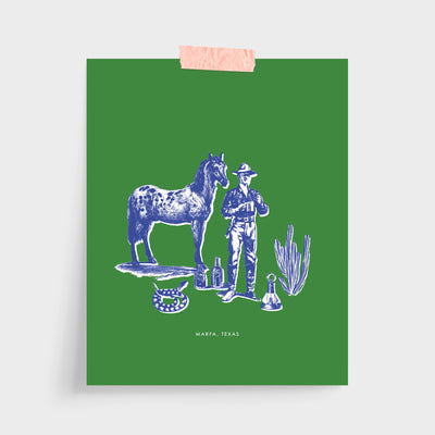 Gallery Prints Green / 5x7 / Unframed Marfa Cowboy Print dombezalergii