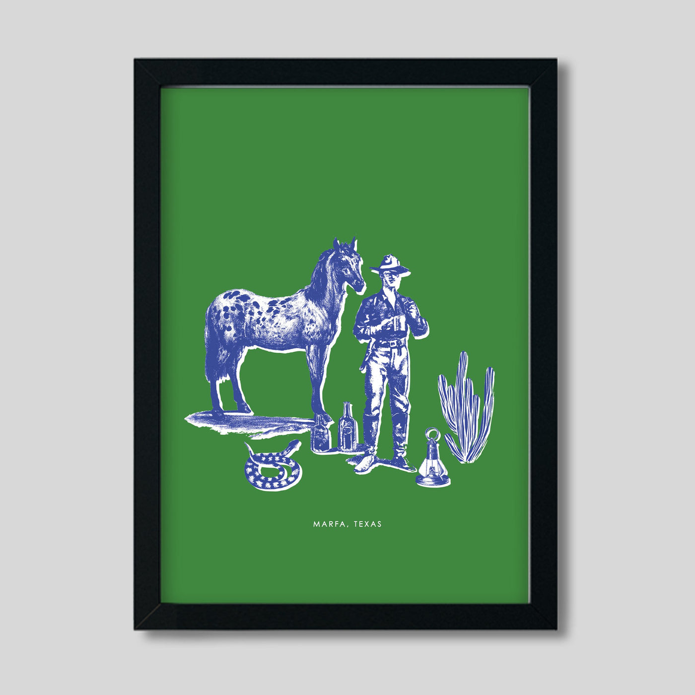 Gallery Prints Green / 8x10 / Black Frame Marfa Cowboy Print dombezalergii