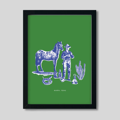Gallery Prints Green / 8x10 / Black Frame Marfa Cowboy Print dombezalergii