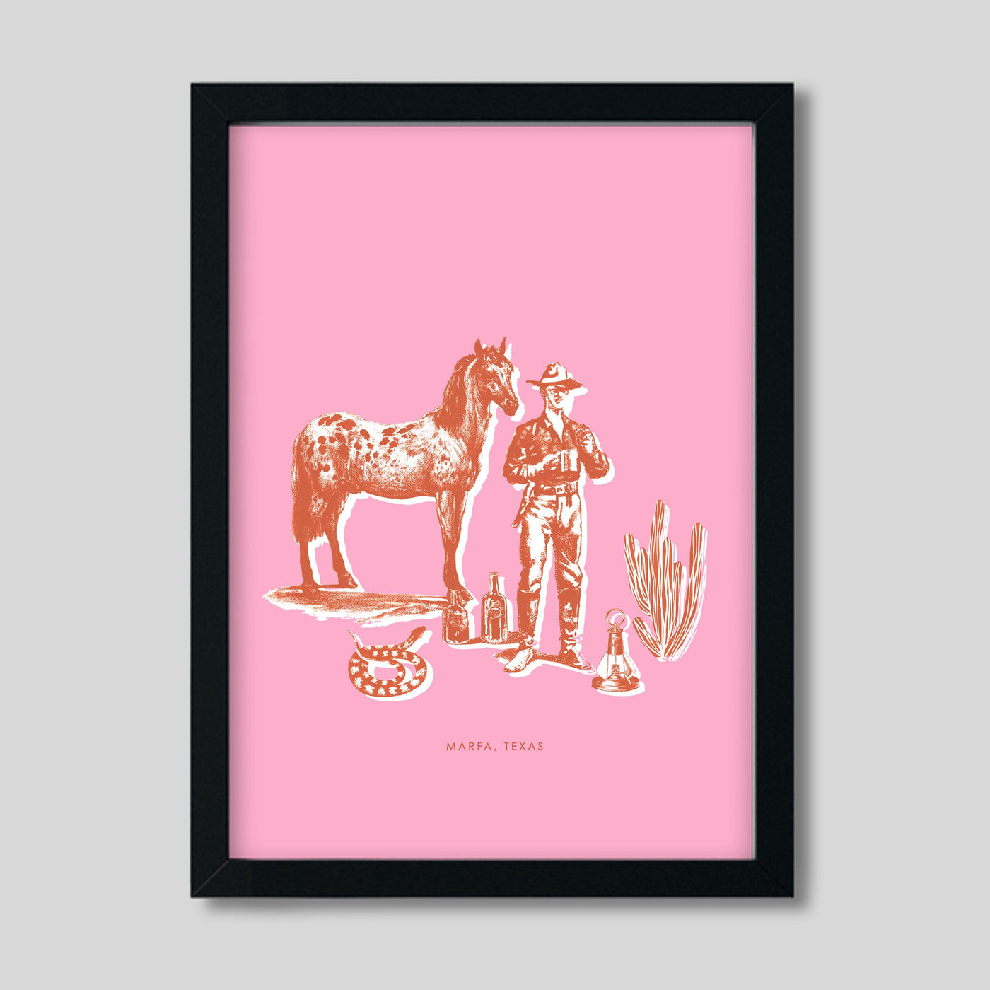 Gallery Prints Pink / 8x10 / Black Frame Marfa Cowboy Print dombezalergii