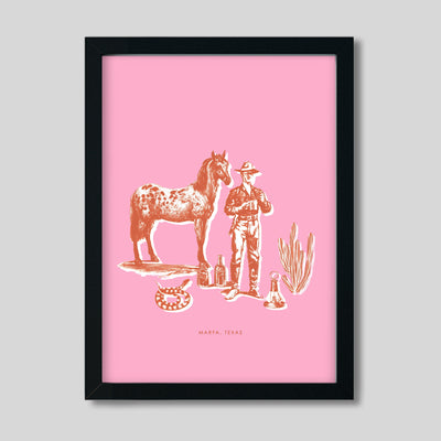 Gallery Prints Pink / 8x10 / Black Frame Marfa Cowboy Print dombezalergii