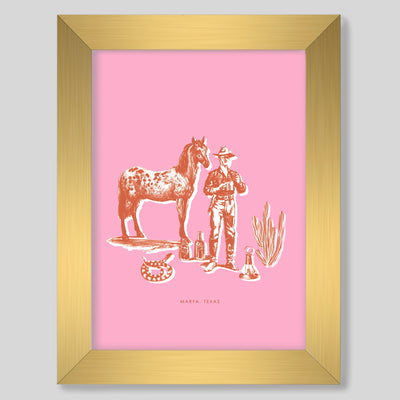 Gallery Prints Pink / 8x10 / Gold Frame Marfa Cowboy Print dombezalergii