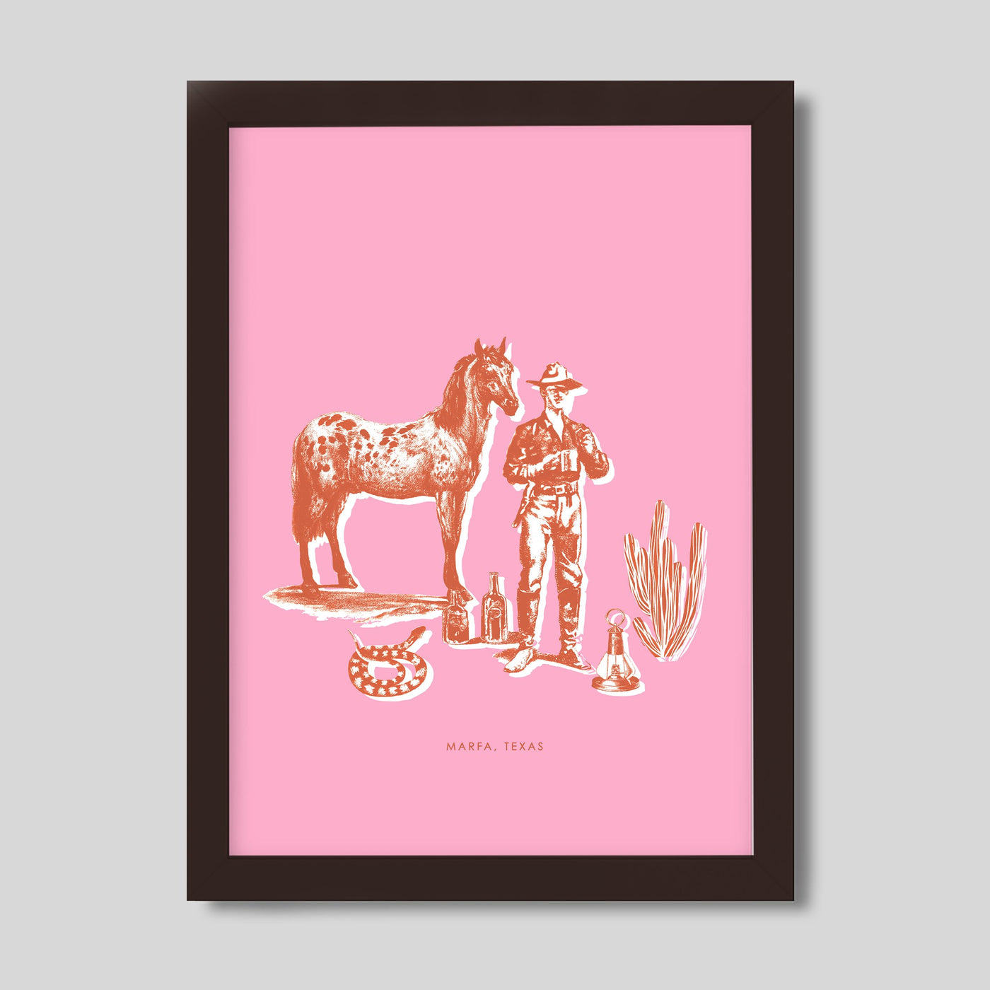 Gallery Prints Pink / 8x10 / Walnut Frame Marfa Cowboy Print dombezalergii